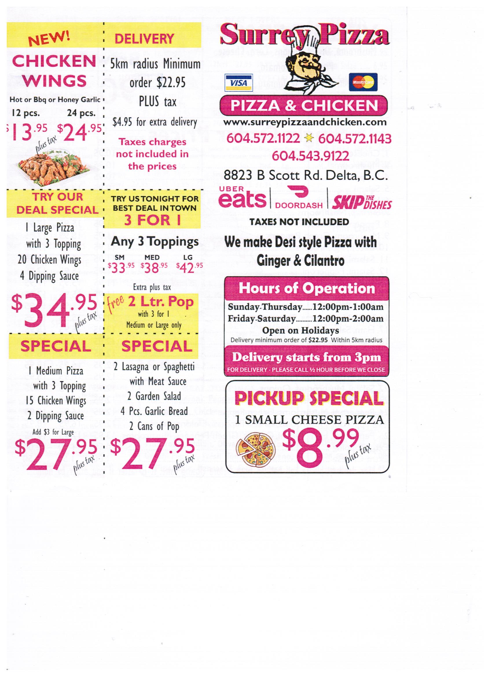 Menu – Surrey Pizza and Chicken