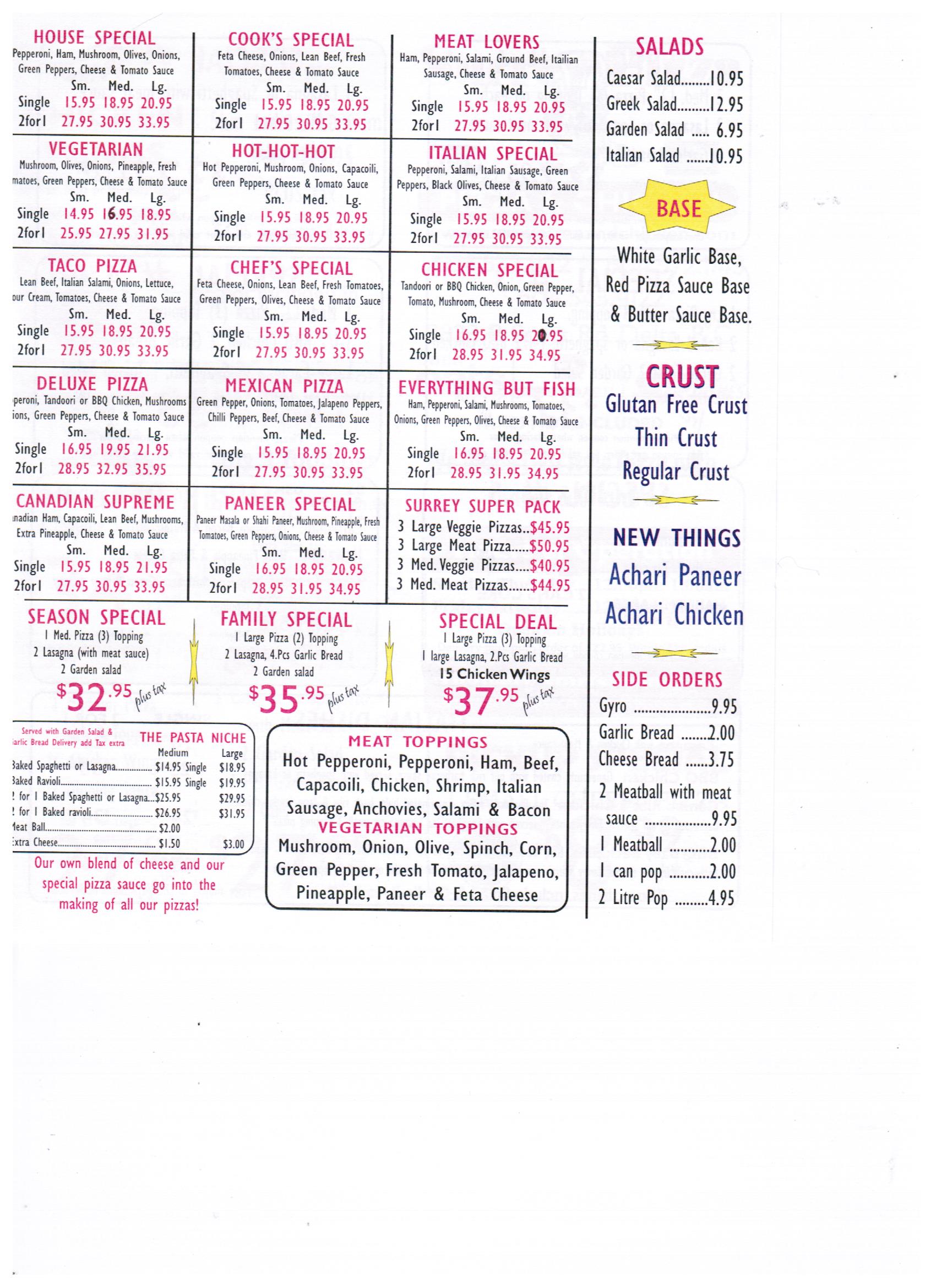 Menu – Surrey Pizza and Chicken